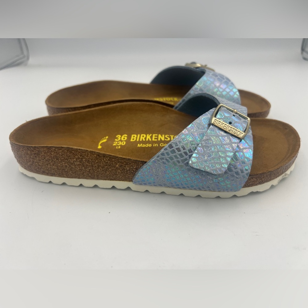Birkenstock Women’s Arizona Sandal SkyBlue Shiny Snake Sky Size EU36 US5-5.5 NEW - Picture 8 of 10